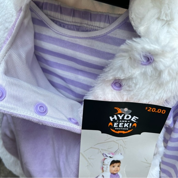 UNICORN costume 0-6 Months hooded 3 piece SET plush HALLOWEEN NWT twins triplets - Picture 7 of 8
